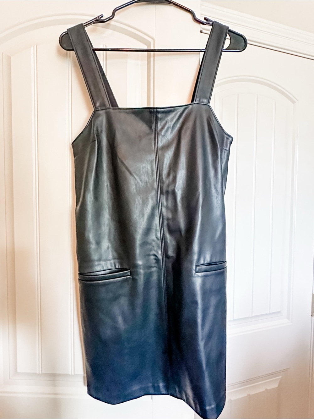 Abercrombie & Fitch Black Faux Leather Mini Pinafore